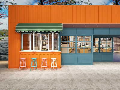 Modern Door Head Milk Tea Shop Door Head 3d model