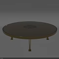 Elegant Round Coffee Table With Light Tabletop Pattern And Three Brass Metal Legs 3d model