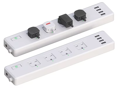 White Switch Panel With Multiple Sockets USB Ports And Switches For Home Use 3d model