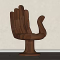 Modern Single Chair With Hand Shaped Backrest And Walnut Wood Round Base