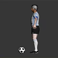 Soccer Player Wearing Argentina Striped Jersey with Captain Armband and Soccer Ball