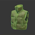 Khaki Quilted Puffer Vest With High Neck Button Front Sleeveless Design