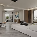Modern Basement Interior Design With Sofa Coffee Table Projector And Staircase