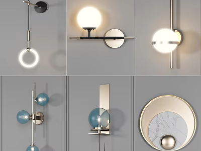 Modern Wall Lamps With Metal And Glass Elements And Diverse Shapes For Home Decor 3d model