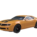 Yellow Sports Car with Black Stripes Two Door Exterior Design and Black Wheels