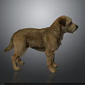Lifelike Brown Dog Sculpture in Standing Pose with Detailed Features on Gray Background