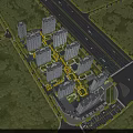 Aerial View Planning Of Residential Complex With High Rise Buildings Green Spaces And Road Network