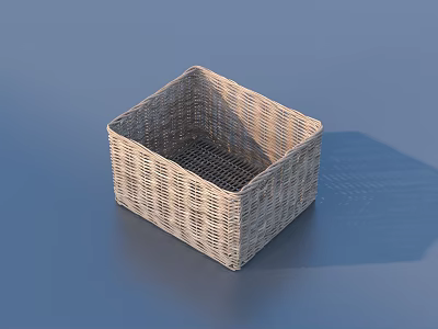 Natural Woven Square Storage Basket Ideal For Home Organizing And Decor 3d model