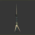 Modern Tower Structure With Tall Antenna Green Section And Triangular Base Support 3d model