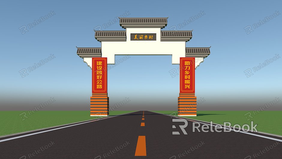 New Chinese Style Beautiful Countryside Entrance Archway model