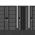 Three Black Security Doors Showcase Against Grey Wall And Grey Floor