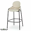 Beige Upholstered Bar Stool With Black Metal Frame And Comfortable Seat
