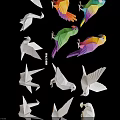 Colorful And White Origami Bird Wall Hangings With Parrots Doves And Cranes