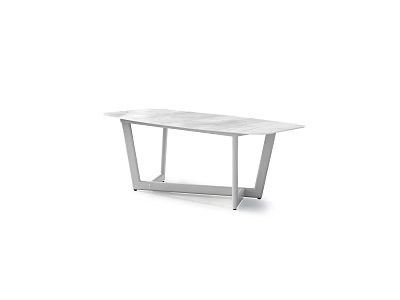 Modern Minimalist Dining Table With Sleek Metal Legs And Rectangular Wooden Top 3d model