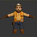 Bearded Man Wearing Orange Safety Vest Hard Hat With Headlamp Tool Belt Arms Outstretched