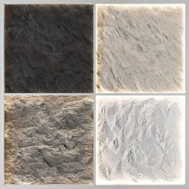 Textured Background Wall Options With Different Stone Like Color And Design Varieties 3d model
