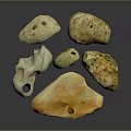 Natural Stone and Rustic Wood Decorative Pieces with Various Shapes and Colored Textures