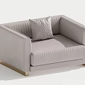 Light Gray Single Seater Sofa With Quilted Upholstery Pillow And Gold Metal Legs