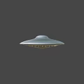 Silver Disc Shaped UFO With Illuminated Base Lights Against Dark Background 3d model