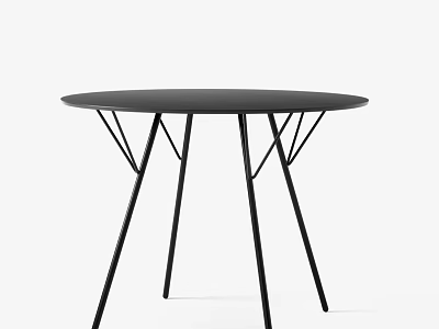 Modern Black Round Dining Table With Unique Metal Leg Design Elements 3d model