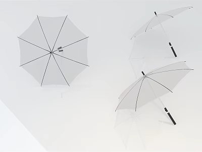 Transparent Umbrellas With Black Frame Handle And Modern Design For Daily Necessities 3d model