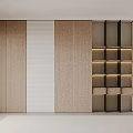 Modern Wooden Bookcase Interior Design With Spacious Shelves And Built In Lighting