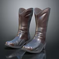 Brown Leather High Heel Boots With Classic Design And Stitching Detail