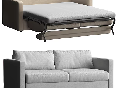 Convertible Sofa Bed With Foldable Mattress And Linen Upholstery Design 3d model
