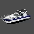 Luxury White And Blue Yacht With Modern Open Deck And Sunshade Design