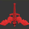Vibrant Red Winged Dragon Game And Movie Character 3D Model Design