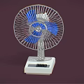 Practical Air Cooler Fan With Blue Blades Metal Mesh Cover And White Base Control Panel