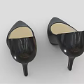 Stylish Black Patent Leather High Heels With Red Heels And Pointed Toe Design
