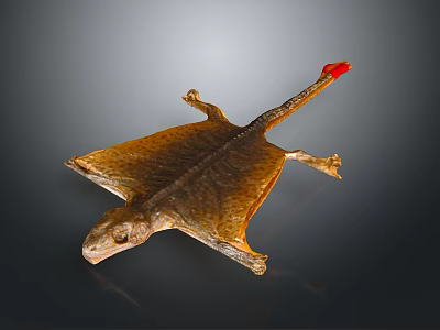 Winged Reptile With Brown Textured Body And Red Tipped Tail Features 3d model