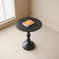 Modern Black Round Side Table With Book On Top And Sleek Design 3d model