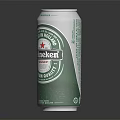 Heineken Beer Can With Green White Label On Dark Background Showing Reflection