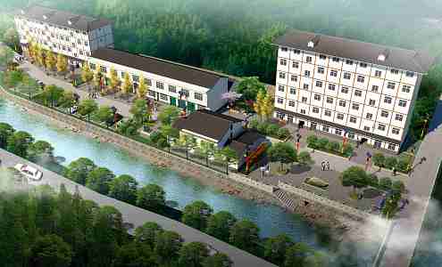 Chinese-style rural riverside landscape 3d model