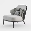 Modern Single Sofa With Gray Pillows And Curved Armrests Design 3d model