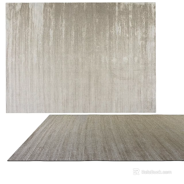 Modern Square Carpet With Light Gray Vertical Texture And Dark Gray Striped Design 3d model