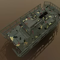 Camouflaged Military Tank With Metal Cage Armor Multi Wheel Design And Top Machine Gun