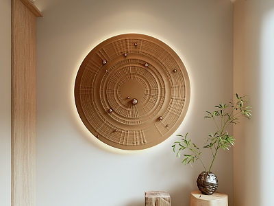 Round wall decoration round three-dimensional pendant wall device model