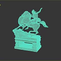 Man Riding A Horse Artistic Sculpture With Ornate Decorative Base