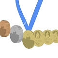 Olympic medal Paris Olympic gold medal Gold medal Silver medal Bronze medal Olympic Games 3d model