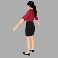 Woman in Red Shirt and Black Skirt with Arms Outstretched Standing