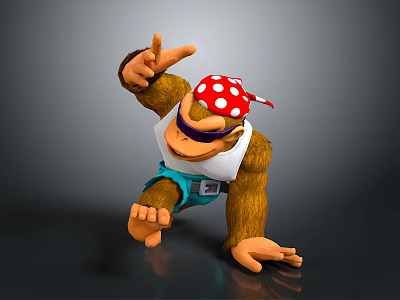 Animated Gorilla Character With Red White Polka Dot Bandana Sunglasses And Dynamic Pointing Pose 3d model