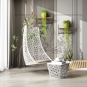 Modern Hanging Chair Leisure Hanging Chair Balcony Leisure Chair Potted Plant 3d model