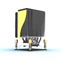 Computer Cooler with Blue Fan Gold Base and Springs for Efficient Cooling 3d model