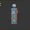 Vintage Shell Gas Pump With Orange Blue Design And Super Fuel Nozzle