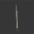 White Wind Turbine Model With Three Blades Red Tips And Green Base 3d model