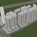 Aerial View Planning of Residential Area With High Rise Buildings and Greenery