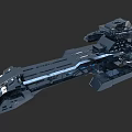 Black Large Futuristic Sci-Fi Spaceship With Complex Modules And Sleek Structure 3d model